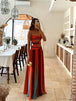 Printed Color Collision Women Maxi Dress Chest Wrapped Cut Out Strapless Backless High Waist Pleated Robe 2025 Summer Lady Robes - IFINDALL