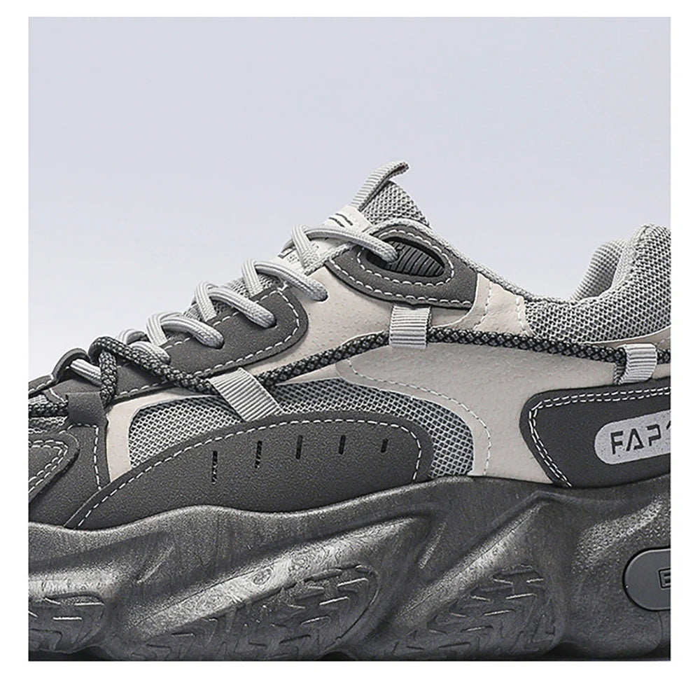 PU Leather Breathable Running Shoes For Mens 2025 Trend Fashion Male Sneakers Mesh Fabric Outdoor Hiking Men's Sport Shoes - IFINDALL