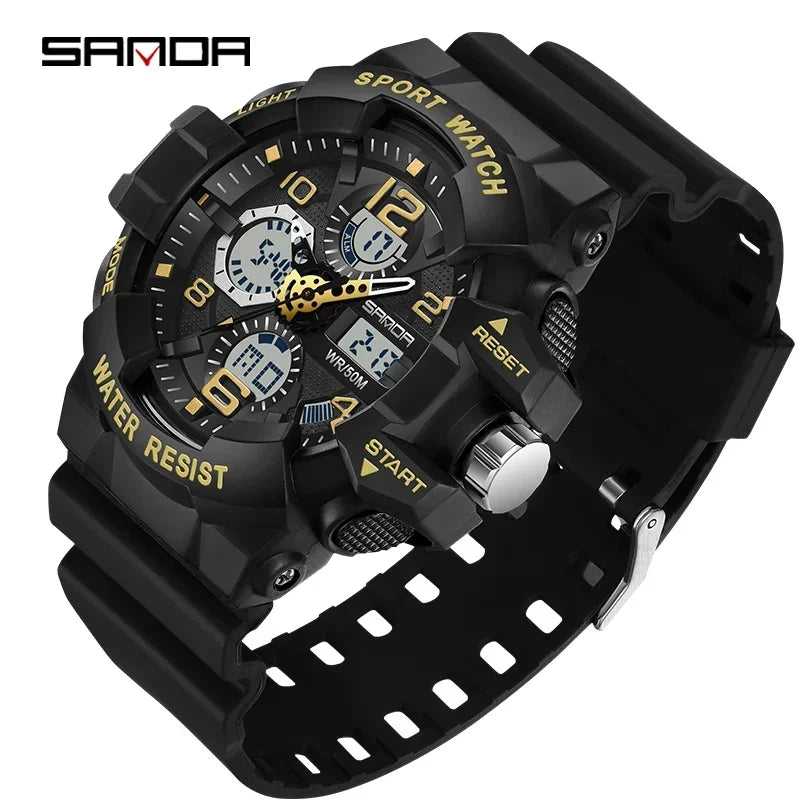 SANDA 3168 White Sport Watch  LED Digital 50M Waterproof Watch Men Multifunction Clock Relogio Masculino Men Military Watches - IFINDALL