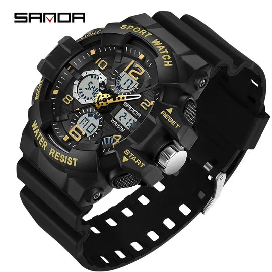 SANDA 3168 White Sport Watch  LED Digital 50M Waterproof Watch Men Multifunction Clock Relogio Masculino Men Military Watches - IFINDALL