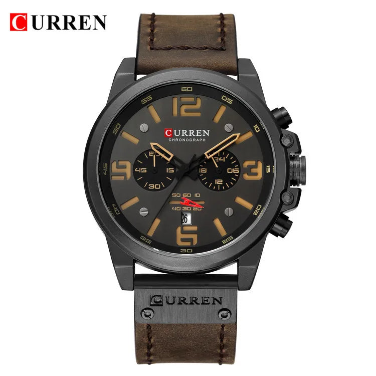 CURREN 8314 Men's Quartz Watch New Fashion Multi-function Chronograph Clock Leather Strap Calendar Simple Sports Watches for Men - IFINDALL