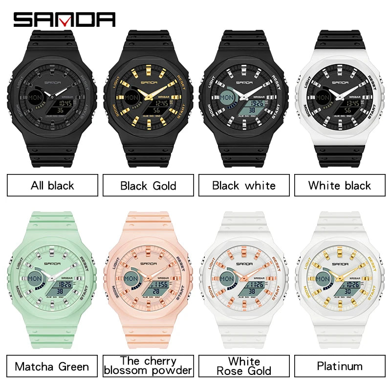 SANDA Top Luxury Men's Quartz Watches Waterproof Men Military Sport Watch Relogio Masculino Dual Display LED Digital Wristwatch - IFINDALL