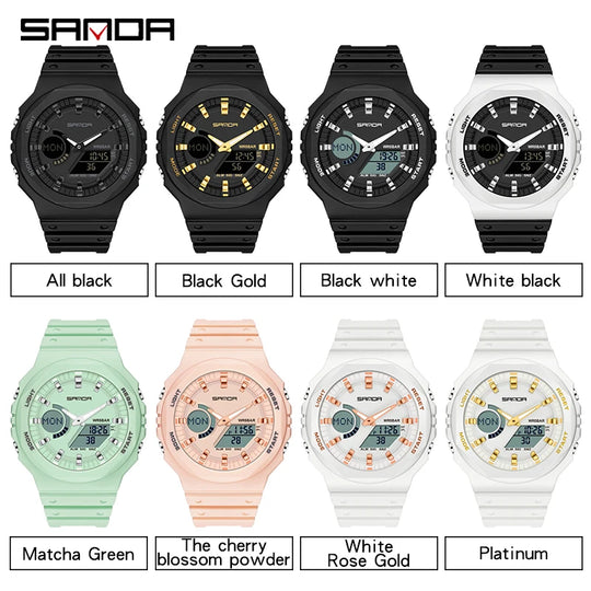 SANDA Top Luxury Men's Quartz Watches Waterproof Men Military Sport Watch Relogio Masculino Dual Display LED Digital Wristwatch - IFINDALL