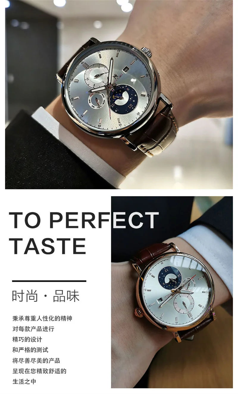 AOKULASIC Men Wristwatch Automatic Mechanical Military Sport Date Week Male Clock Top Brand Luxury Original Business Watch 544 - IFINDALL