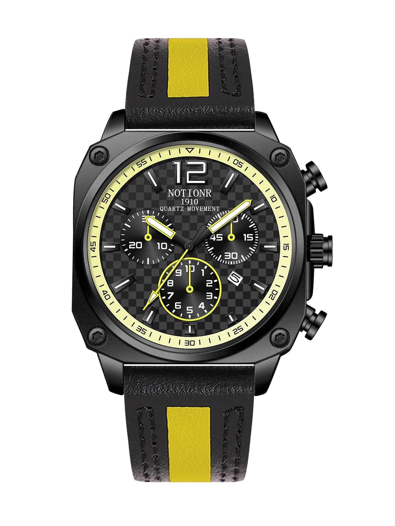 NOTIONR2024 New Men's Leather Strap Watch Men's Square Waterproof Sports Watch Stainless Steel Luminous Men's Quartz Watch - IFINDALL