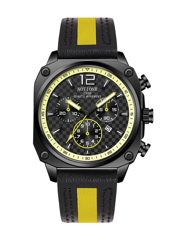 NOTIONR2024 New Men's Leather Strap Watch Men's Square Waterproof Sports Watch Stainless Steel Luminous Men's Quartz Watch - IFINDALL
