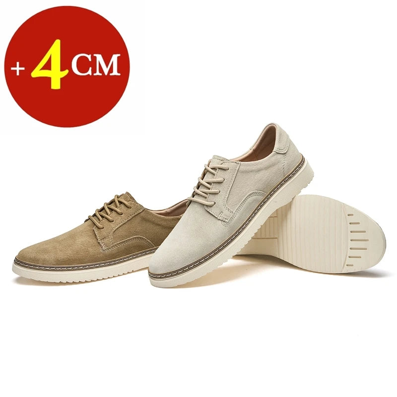 Classic Genuine Leather Casual Shoes Sneakers Man Elevator Shoes Height Increase Shoes for Men Insoles 4CM Sports Leisure Taller - IFINDALL