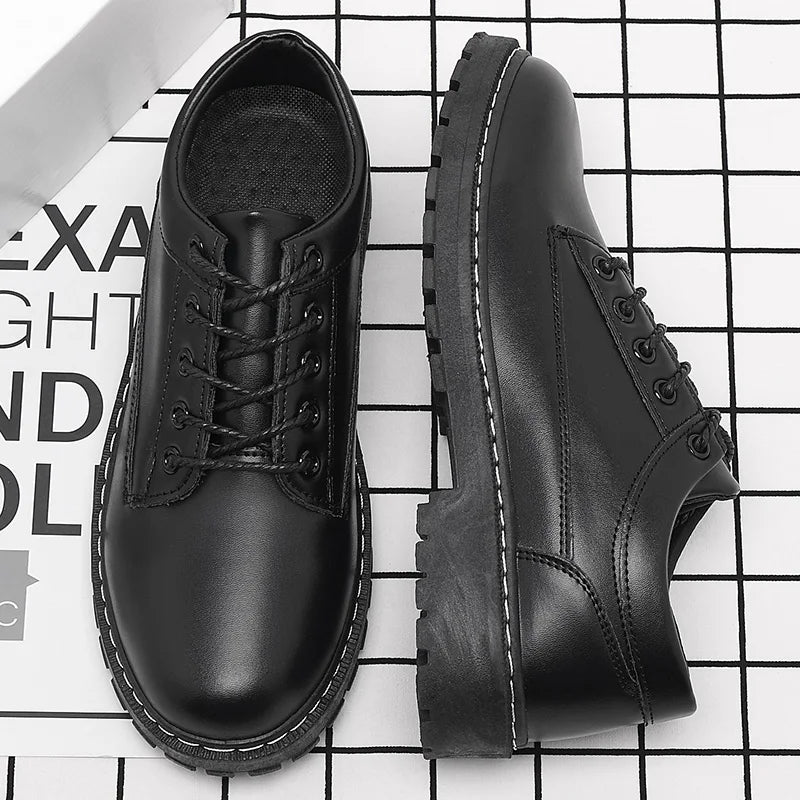 Luxury Men's Genuine Leather Business Formal Shoes British Style Men's Black Platform Lace Up Casual Shoes Zapatos De Cuero 2025 - IFINDALL