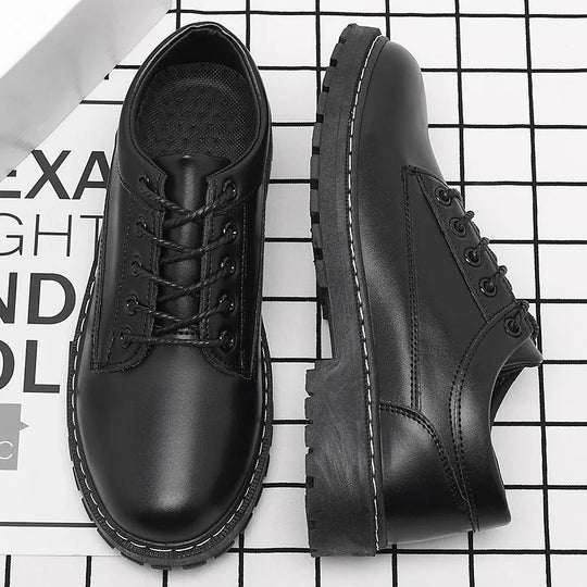 Luxury Men's Genuine Leather Business Formal Shoes British Style Men's Black Platform Lace Up Casual Shoes Zapatos De Cuero 2025 - IFINDALL