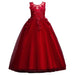 Beautiful Long Flower Girl Dress For Girls Elegant Burgundy Pink Green White Kids Wedding Party Gowns Long Communion Dresses - IFINDALL