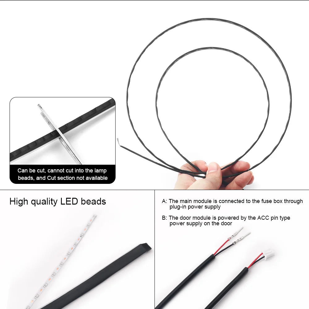 18 in 1 LED Symphony Ambient Lights Car Interior Full Color Streamer RGB 64 Colors Neon Acrylic Strip Decoration Atmosphere Lamp - IFINDALL
