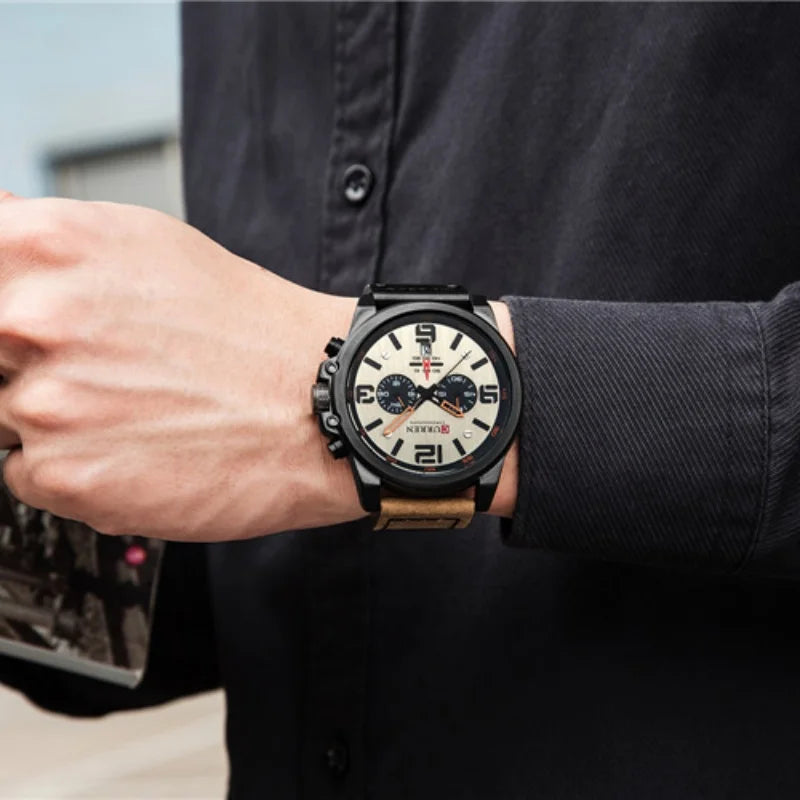 CURREN 8314 Men's Quartz Watch New Fashion Multi-function Chronograph Clock Leather Strap Calendar Simple Sports Watches for Men - IFINDALL