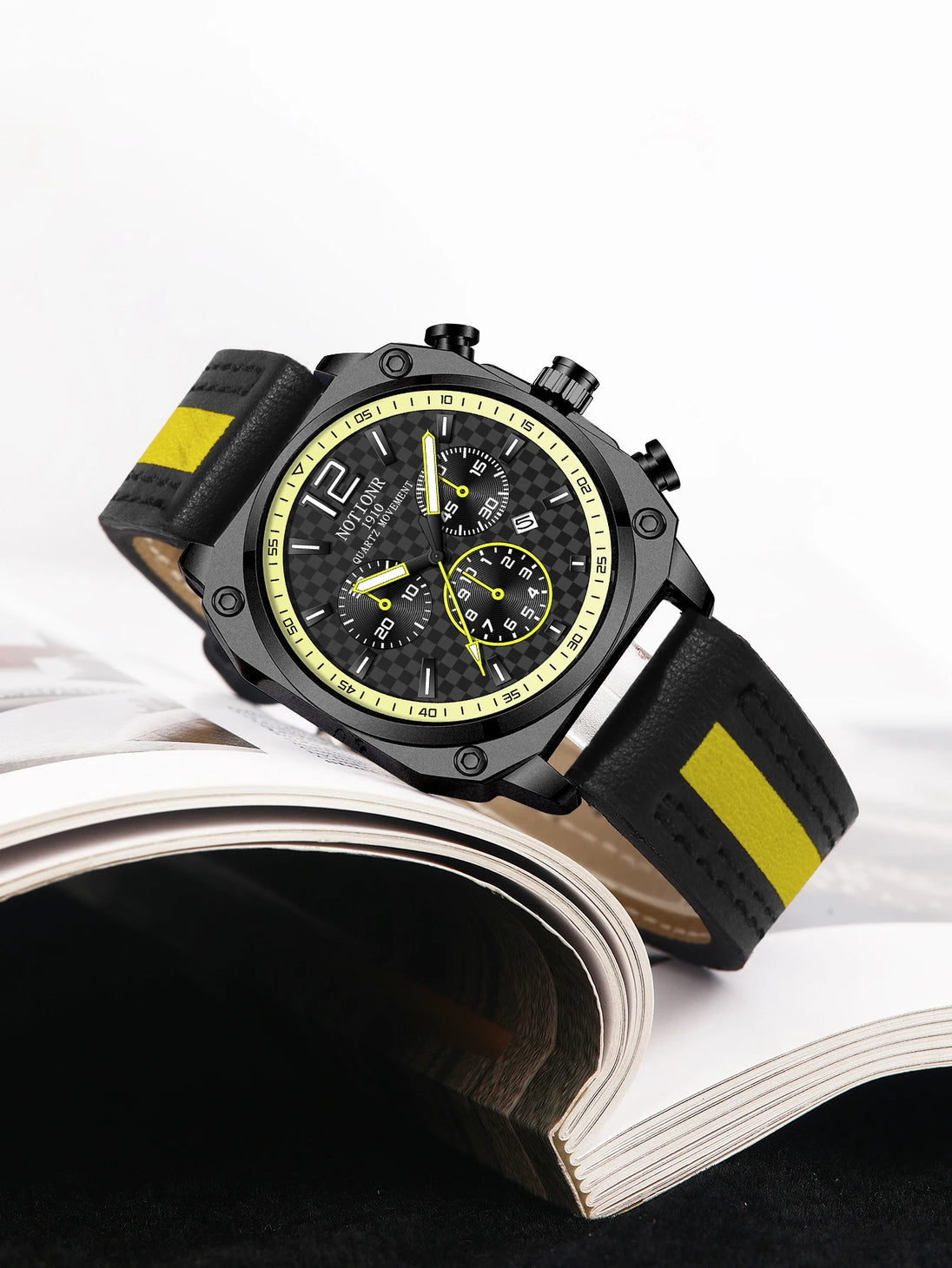 NOTIONR2024 New Men's Leather Strap Watch Men's Square Waterproof Sports Watch Stainless Steel Luminous Men's Quartz Watch - IFINDALL