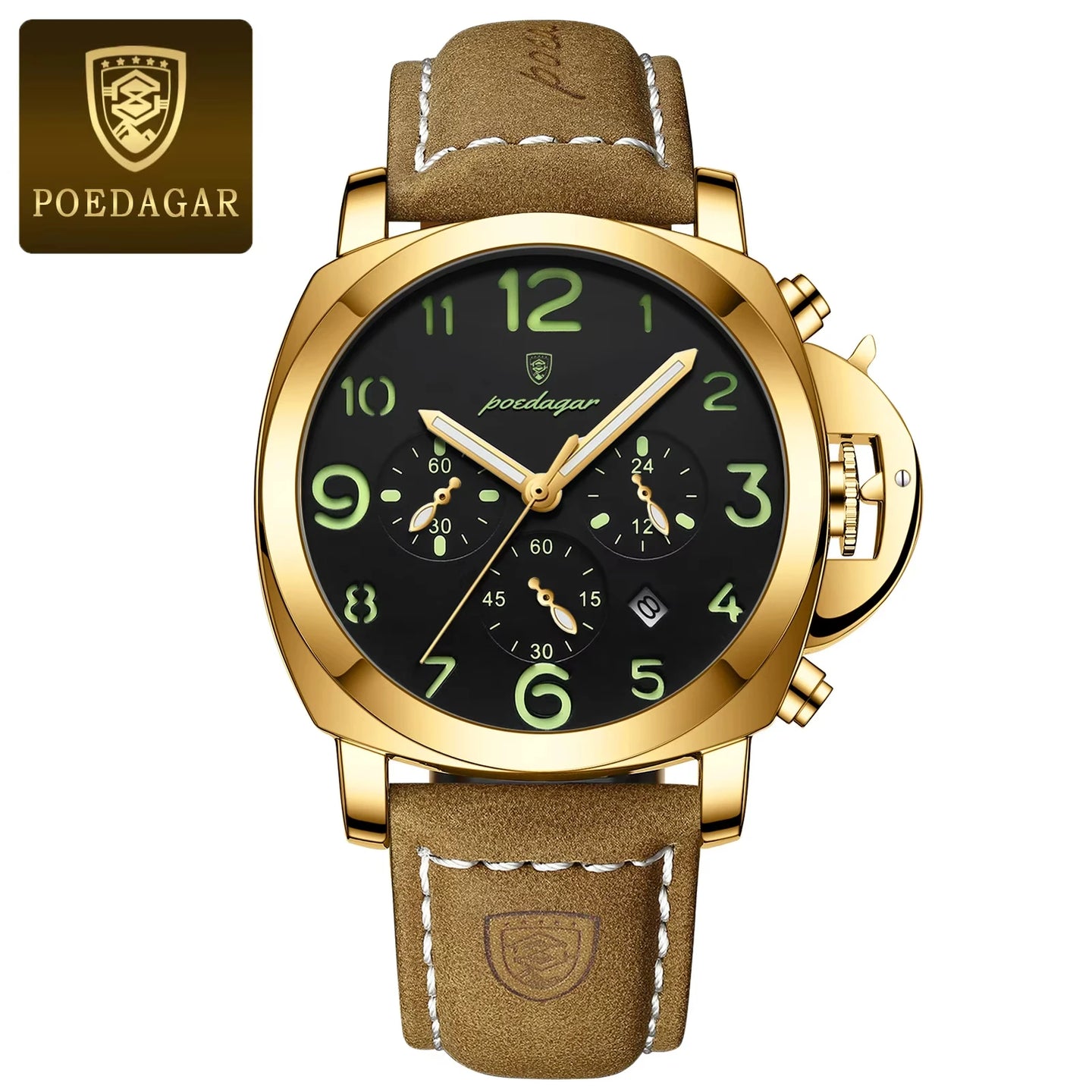 POEDAGAR Sports Military Watch For Men Waterproof Luminous Leather Man Watch Quartz High Quality Men's Sports Watches Male Reloj - IFINDALL