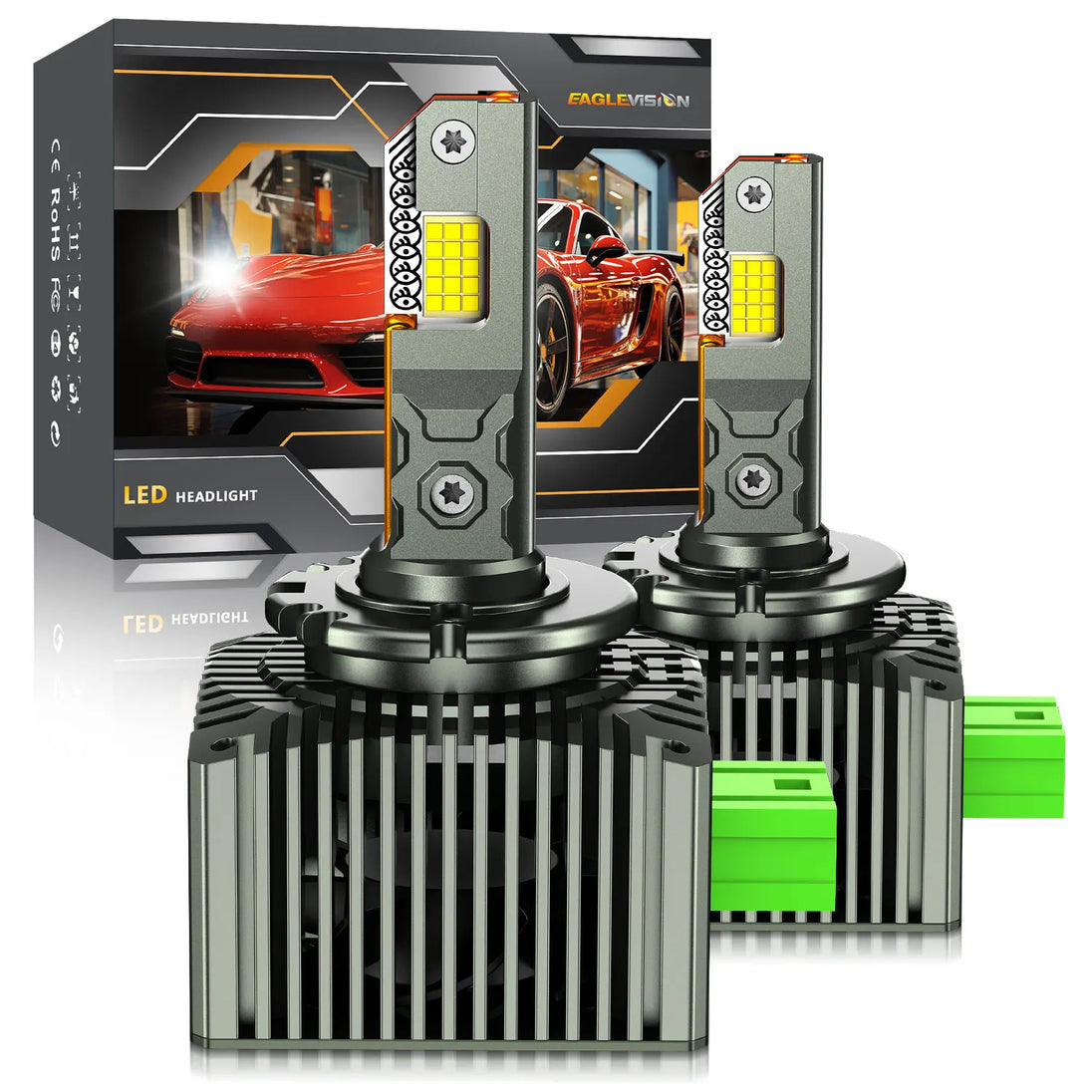 Chftsoan D Series LED Headlight Bulb D1S D2S D3S D4S Canbus Headlamp Super Bright 2000W Auto Headlight 6000K No Error Plug&Play - IFINDALL
