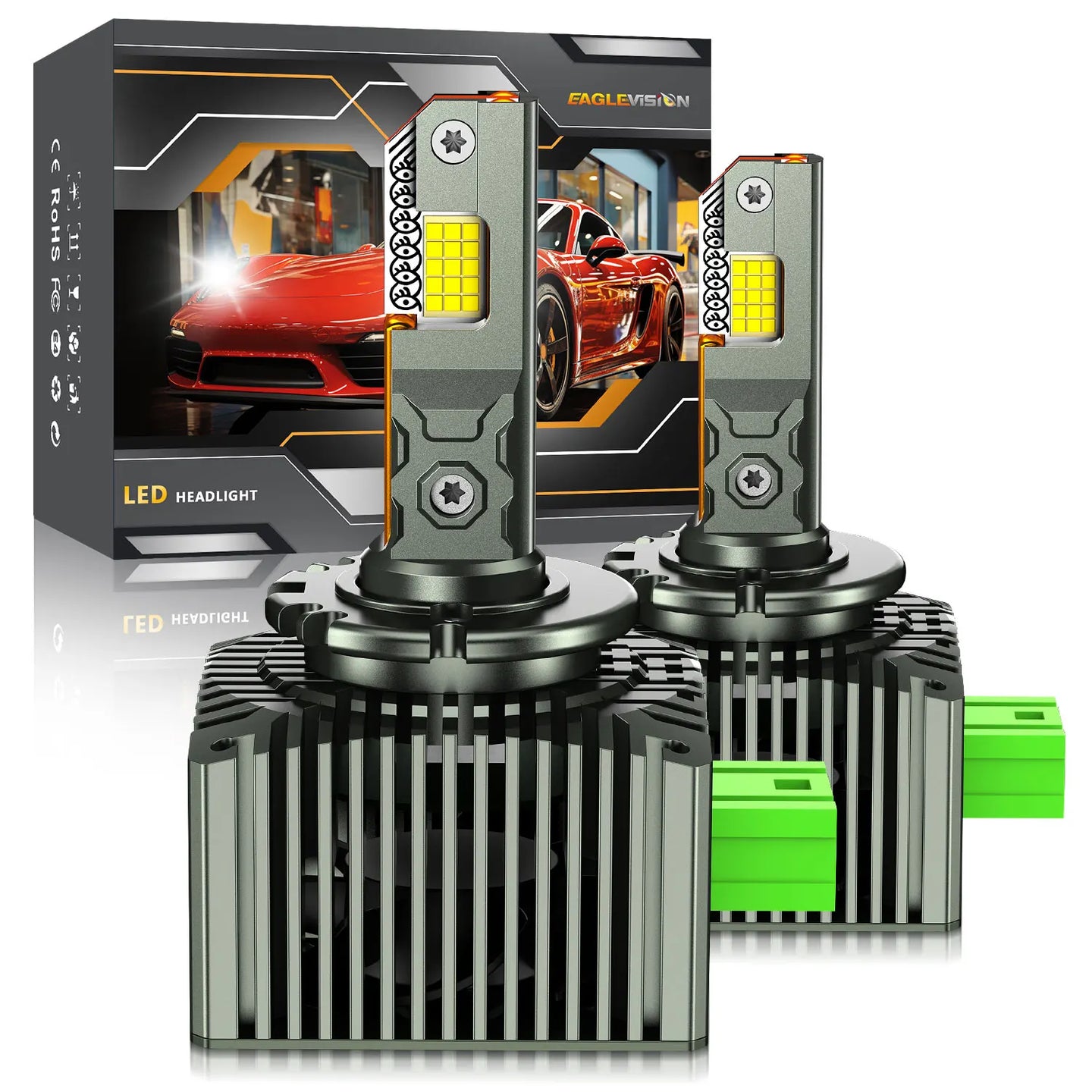Chftsoan D Series LED Headlight Bulb D1S D2S D3S D4S Canbus Headlamp Super Bright 2000W Auto Headlight 6000K No Error Plug&Play - IFINDALL