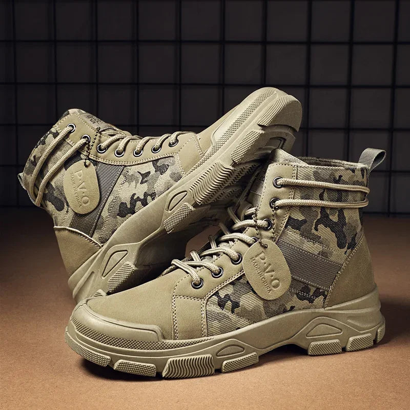 Military Boots for Men Autumn High Top Camouflage Desert Casual Flats Mens Boot Breathable Non Slip Work Shoes Zapatillas Hombre - IFINDALL