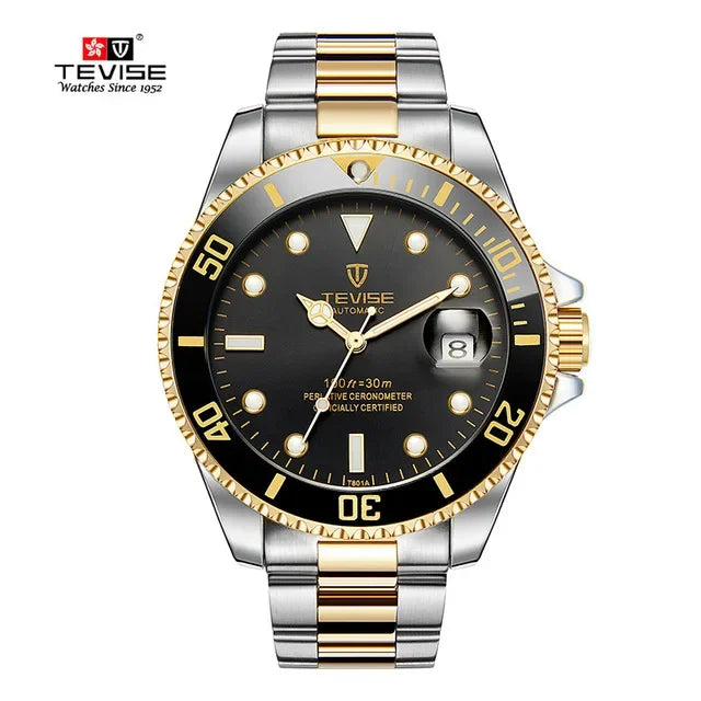 Luxury Brand Automatic Wrist Watches Tevise Stainless Steel Date Calendar Watch Diver Waterproof Military Men's Mechanical Watch - IFINDALL