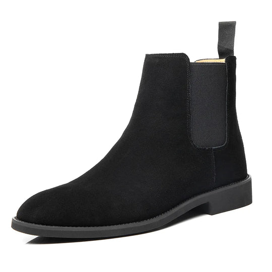 Luxury Designer New Autumn Winter Mens Pointed Suede Leather High Tops Dress Shoes For Male Formal Business Chelsea Ankle Boots - IFINDALL