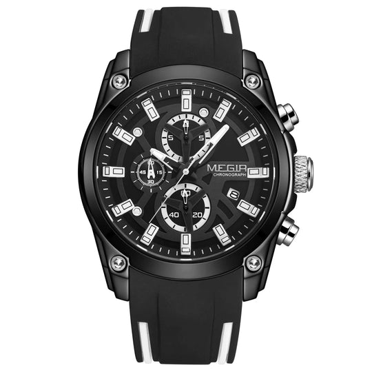 MEGIR Men's Watches Top Brand Luxury Sport Military Wristwatch Chronograph Luminous Date Quartz Watch Silicone Strap Male Clock - IFINDALL