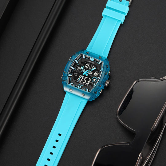 New LOQNCE  98003 Male montre homme Hour Sport Watches Digital Double Time Chronograph Watch Mens LED Week Display Wristwatches - IFINDALL