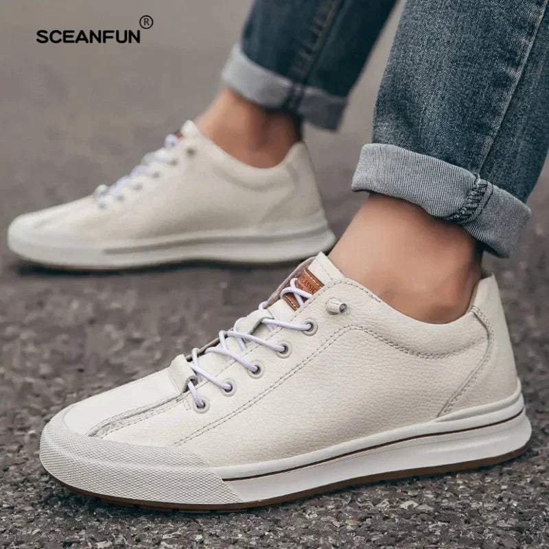 Genuine leather men skataboard shoes elevator 6cm height increase sports loafers hollow breathable sneakers designer shoes - IFINDALL