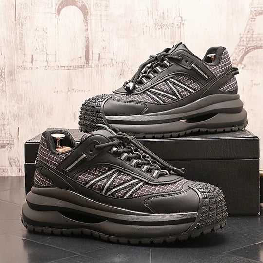 Chunky Sneaker Men Designer Sport Shoes Fashion Casual Microfiber Leather Fabric Breathable Height Increased Flat Platform Shoes - IFINDALL