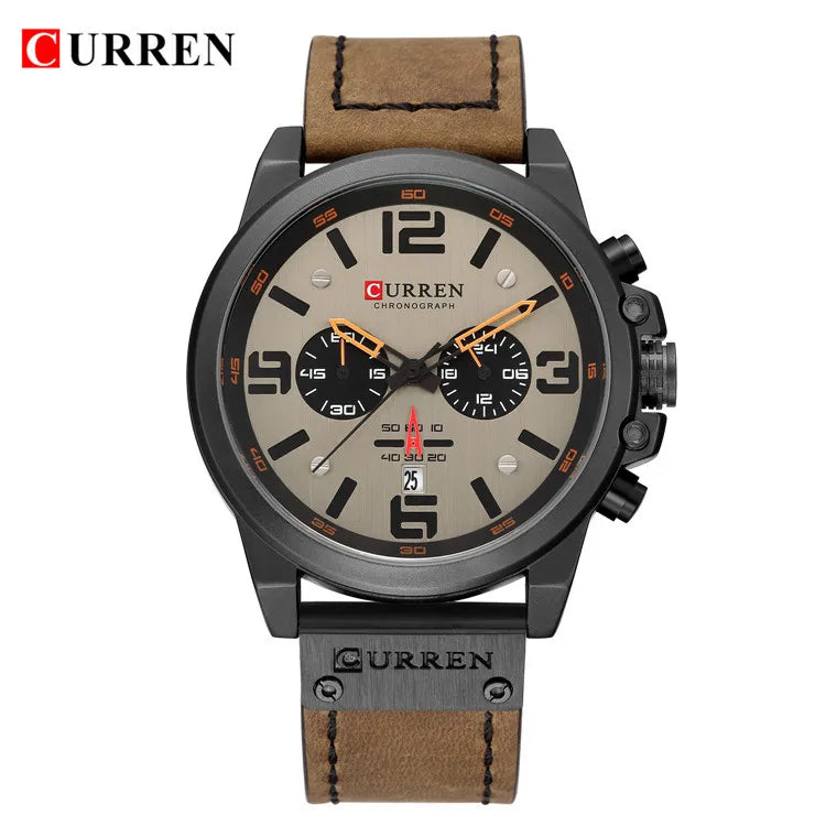 CURREN 8314 Men's Quartz Watch New Fashion Multi-function Chronograph Clock Leather Strap Calendar Simple Sports Watches for Men - IFINDALL