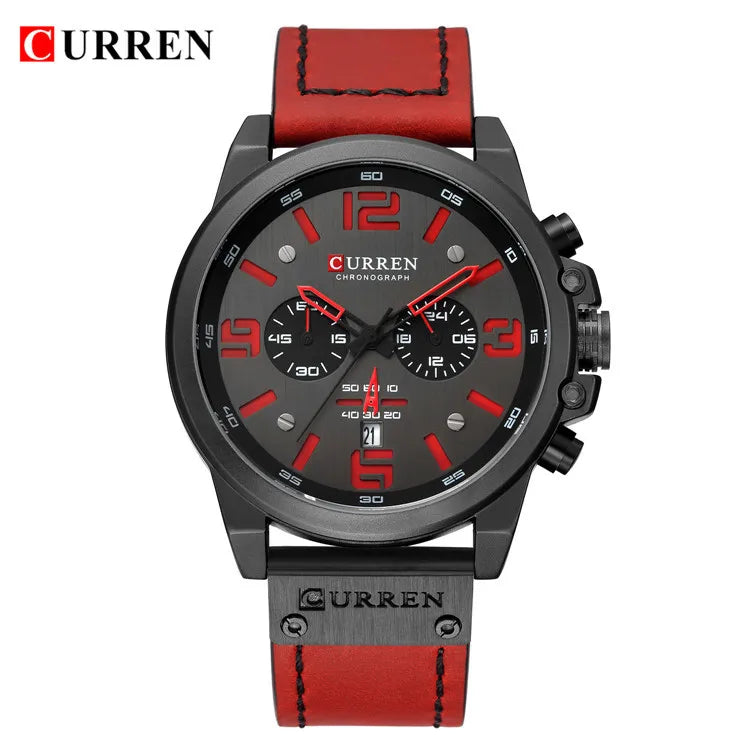CURREN 8314 Men's Quartz Watch New Fashion Multi-function Chronograph Clock Leather Strap Calendar Simple Sports Watches for Men - IFINDALL