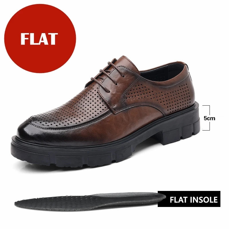 Men Dress Elevator Shoes Platform Breathable Lift Casual Business Luxury Genuine Leather Heightening Shoes 5/8/10CM Taller Male - IFINDALL