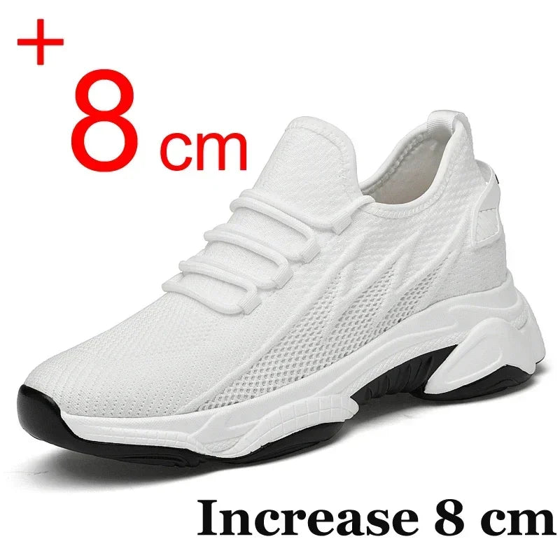 Increasing men sneakers casual heightening shoes 8cm height increase shoes for summer breathable 6cm elevator shoes - IFINDALL