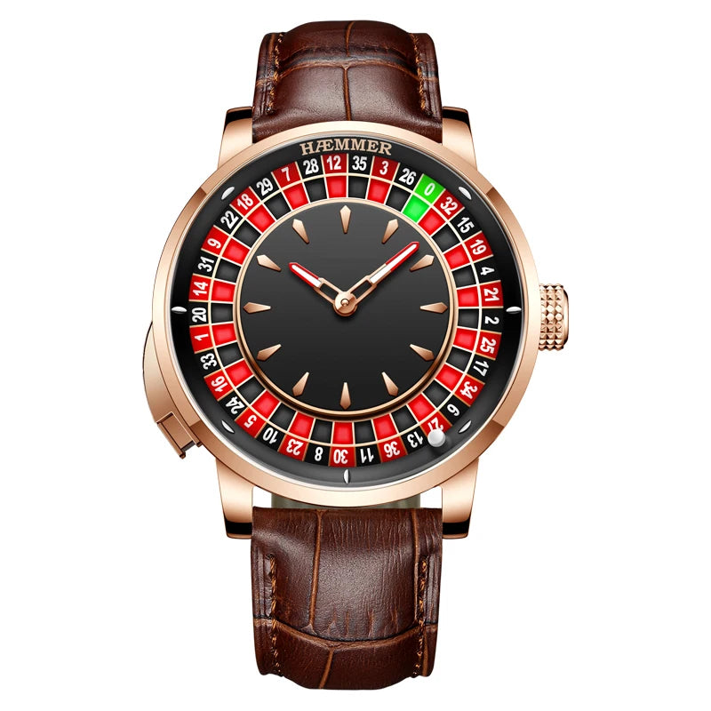 HAEMMER  New Men's Mechanical Watch Diamond Face NH35 Watch Men's Push Button Roulette Rotating Sapphire Glass Watch Waterproof - IFINDALL