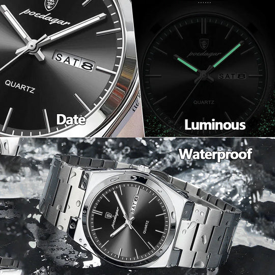 POEDAGAR Fashion Men's Watches Simple Trend Original Quartz Watch for Man Waterproof Stainless Steel Wristwatch Luminous Date - IFINDALL