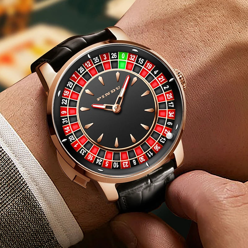 Pindu Player Gambling Series Men's Watch European Roulette Poker Game Fully Automatic Mechanical Sports Design Party Watch - IFINDALL