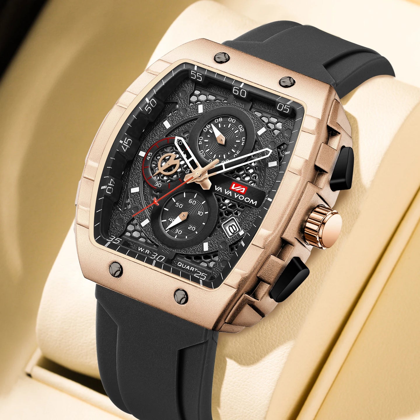 2025 New VA VA VOOM Top Brand Men Watches Luxury Square Sports Quartz Watch Waterproof Multifunctional Chronograph Watch for Men - IFINDALL