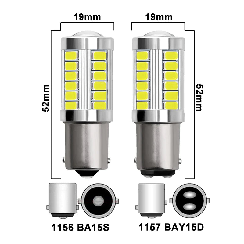 2/4/8 PCS Car LED Bulb P21W 1156 BA15S P21/5W BAY15D 1157 12V 7000K White Turn Signal Brake Backup Reverse Parking Lights Lamps - IFINDALL