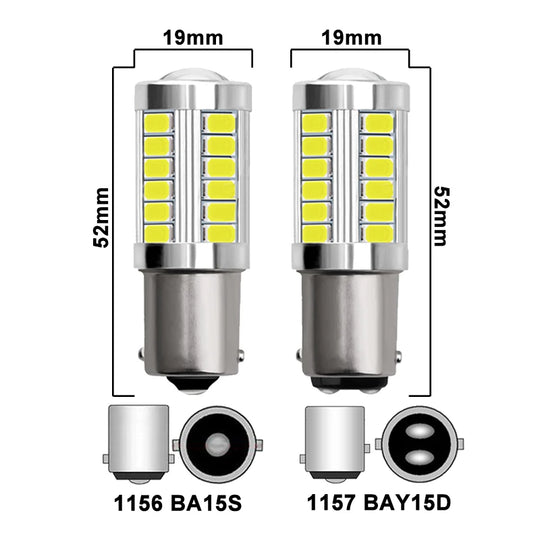 2/4/8 PCS Car LED Bulb P21W 1156 BA15S P21/5W BAY15D 1157 12V 7000K White Turn Signal Brake Backup Reverse Parking Lights Lamps - IFINDALL