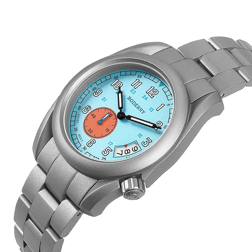 Boderry Field Watch Titanium Quartz Watches VOYAGER 38 Mens 100M Waterproof Clock Military Sport Luminous Business Wristwatch - IFINDALL