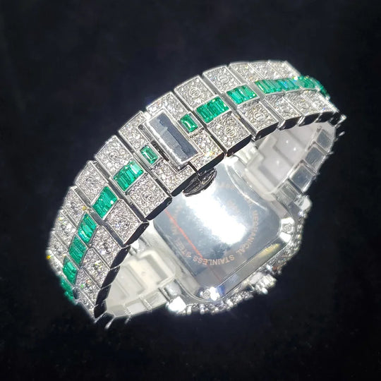 Luxury Full Diamond Watch for Men Fashion Green Iced Out Bling Square Watches Hip Hop Rap Jewelry Relogio Masculino Dropshipping - IFINDALL