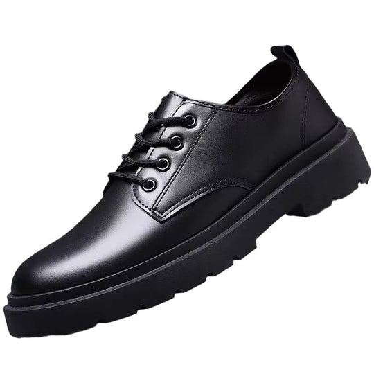 Round Toe Men‘s Dress Shoes Brogue Shoes Men Korea Leather Platform Oxfords Elegant Man's Formal Shoes New Business Office Shoe - IFINDALL