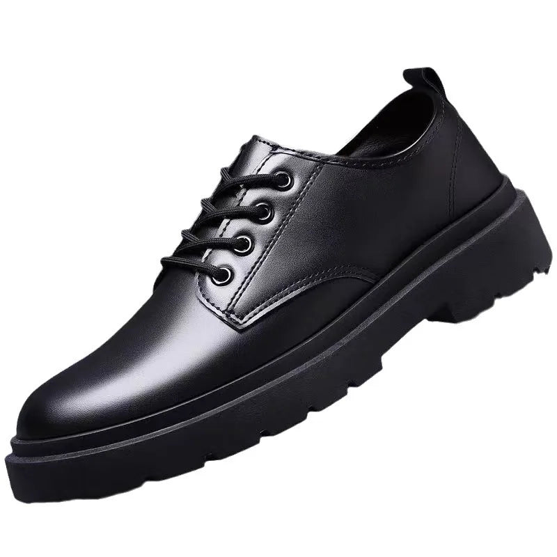 Round Toe Men‘s Dress Shoes Brogue Shoes Men Korea Leather Platform Oxfords Elegant Man's Formal Shoes New Business Office Shoe - IFINDALL