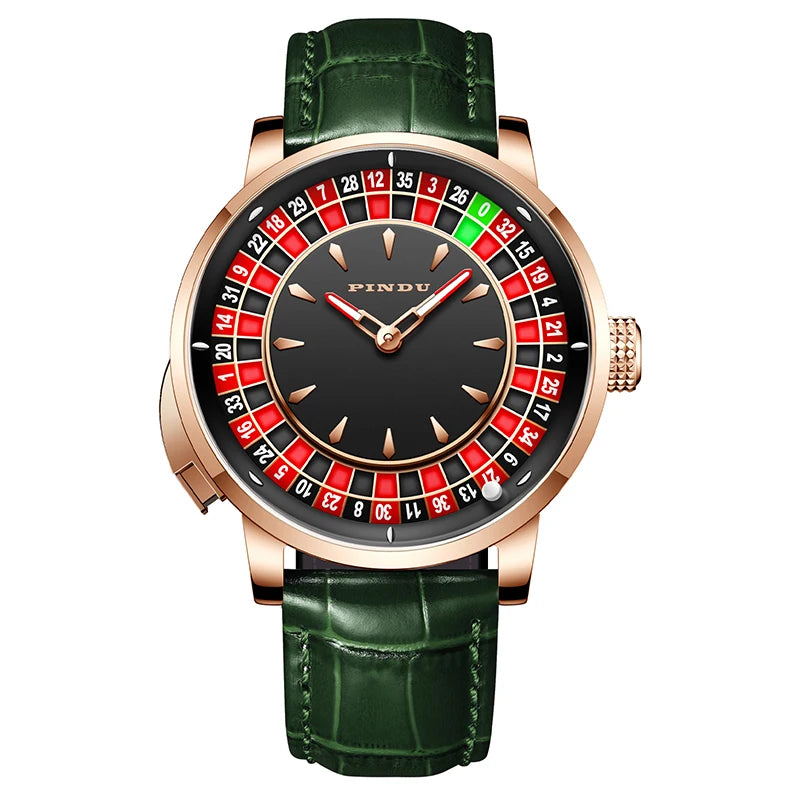 Pindu Player Gambling Series Men's Watch European Roulette Poker Game Fully Automatic Mechanical Sports Design Party Watch - IFINDALL