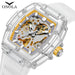 Luxury men's watch onola plastic transparent hollow full automatic mechanical watches men waterproof clock - IFINDALL