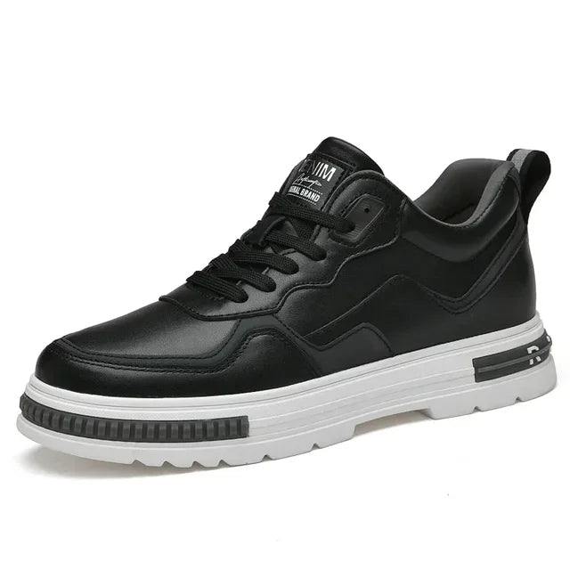 New height increasing 6/8cm men's leather boots breathable casual shoes athletic jogging gym shoes fashion leather sports shoes - IFINDALL