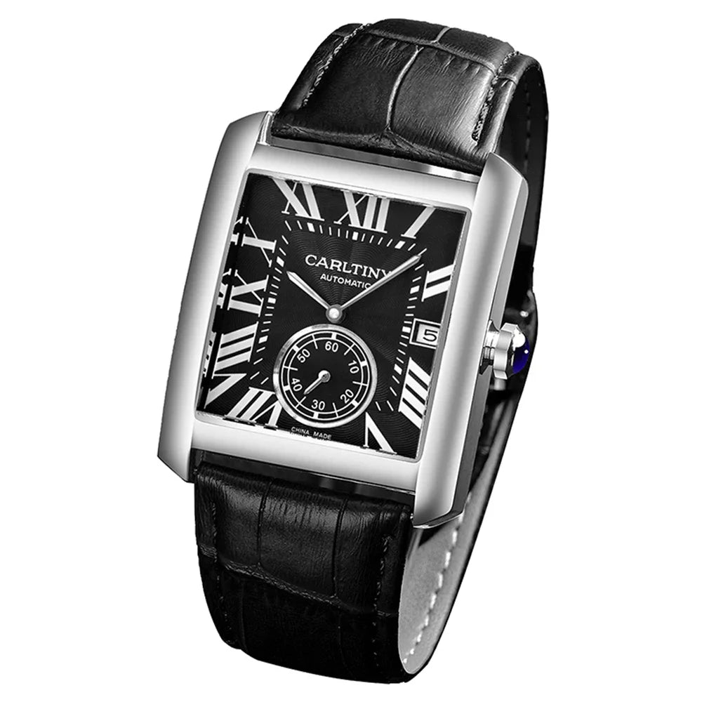 Luxury Automatic Watch Men Mechanical Wristwatches Top Brand Dress Watches Square Stainless Steel Waterproof Clock CARLTINY 2023 - IFINDALL