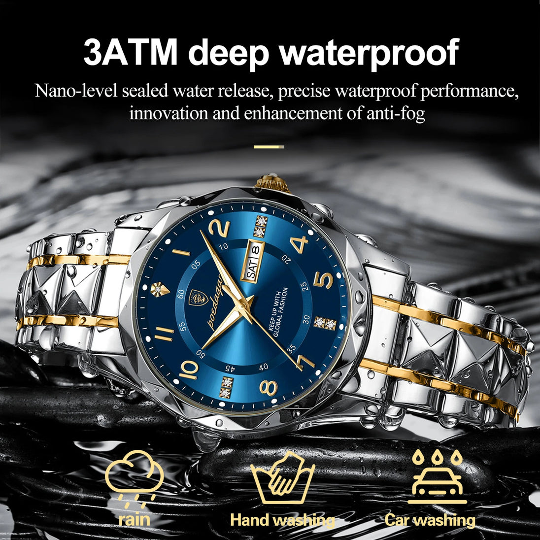 POEDAGAR Luxury Business Men's Wristwatch Stainless Steel Date Week Man Watch Waterproof Luminous Fashion Quartz Watches For Men - IFINDALL