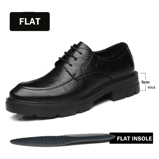 Men Dress Elevator Shoes Platform Breathable Lift Casual Business Luxury Genuine Leather Heightening Shoes 5/8/10CM Taller Male - IFINDALL