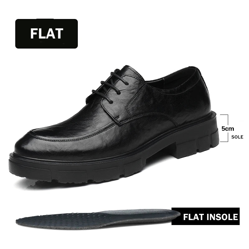 Men Dress Elevator Shoes Platform Breathable Lift Casual Business Luxury Genuine Leather Heightening Shoes 5/8/10CM Taller Male - IFINDALL