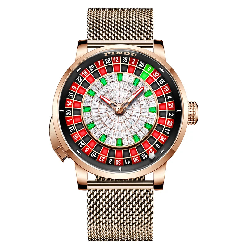 Pindu Player Gambling Series Men's Watch European Roulette Poker Game Fully Automatic Mechanical Sports Design Party Watch - IFINDALL