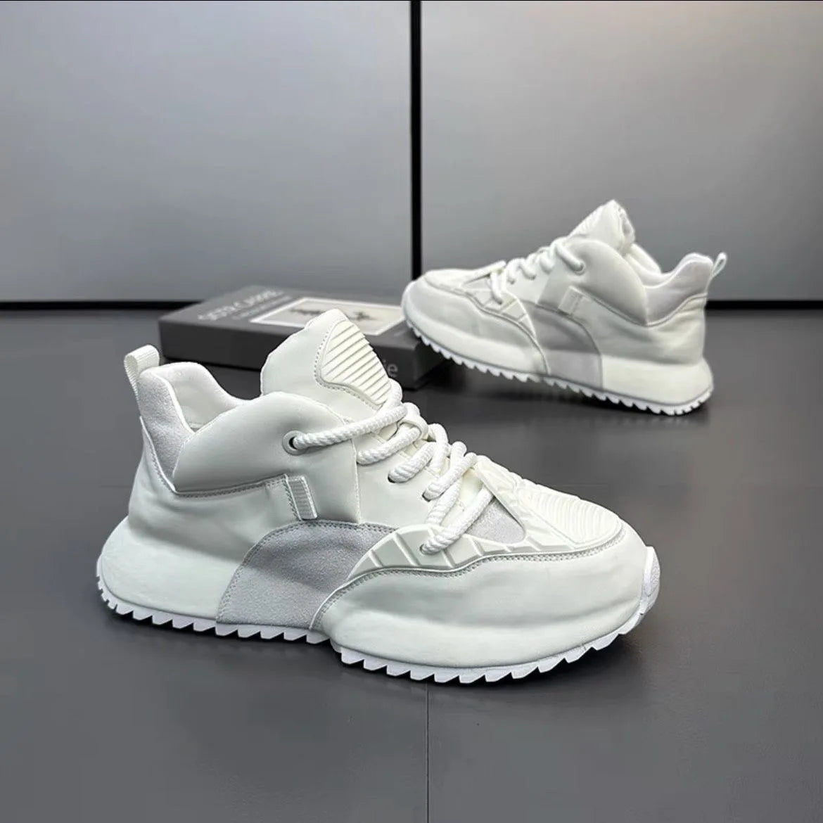 Chunky Sneaker Men Designer Cover Bottom Shoes Fashion Casual Microfiber Leather Upper Increased Internal Platform Board Shoes - IFINDALL
